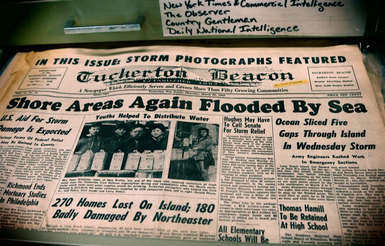 1960s tuckerton beacon newspaper front cover shore areas flooded by sea