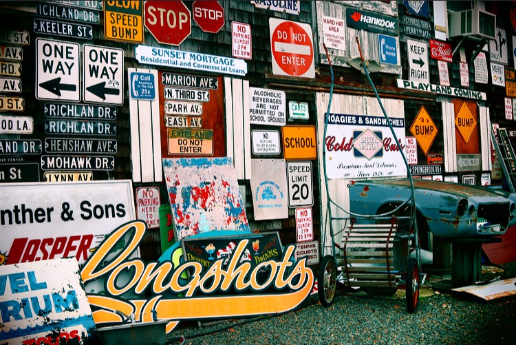 wall of street signs