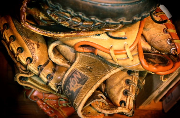 old baseball gloves
