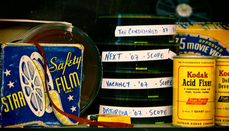 old Hollywood film canisters