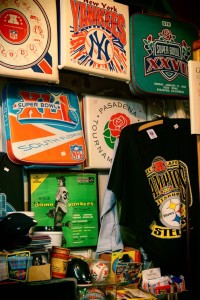 vintage sports seat cushions t-shirts and other memorabilia