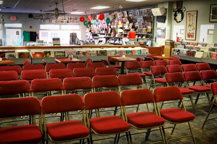 seating area at The Record Collector