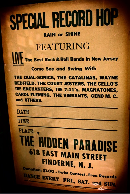 The Hidden Paradise Finderne, NJ vintage Special Record Hop sign