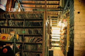 aisle upon aisle of records at The Record Collector