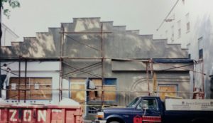 The Record Collector building facade undergoes renovation