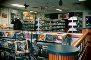 metal bannister inside The Record Collector