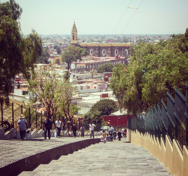 Stairs that lead to c the top church Cholula