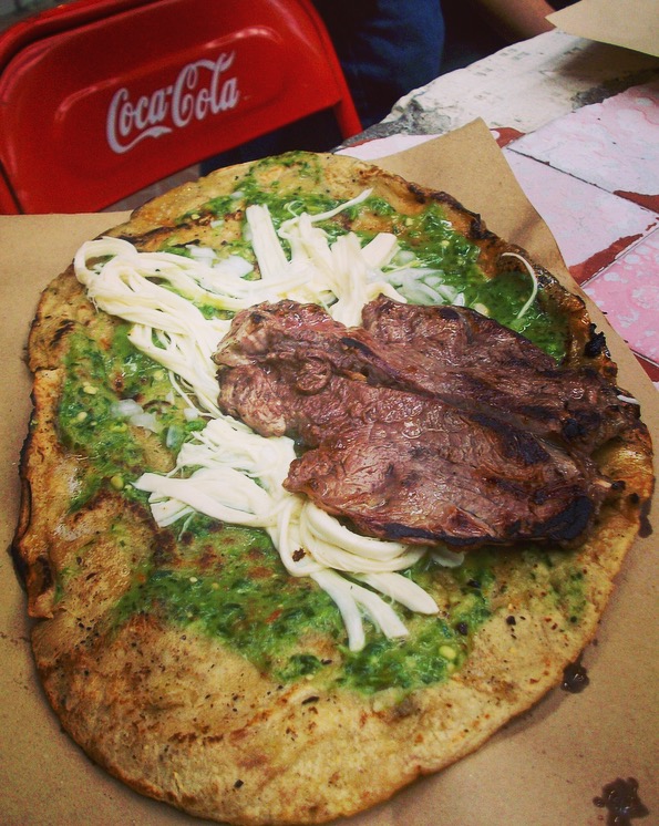 steak gordita food stall Puebla Mexico