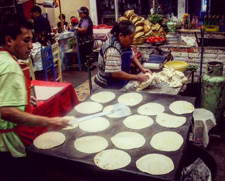 making tortillas and gorditas Puebla Mexico Mercado Ignacio Zaragoza 