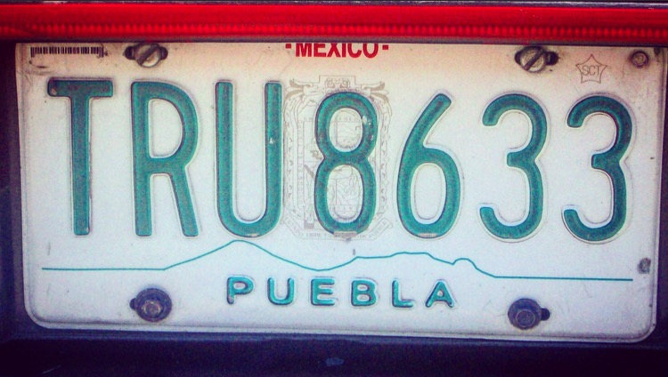 Puebla, Mexico license plate