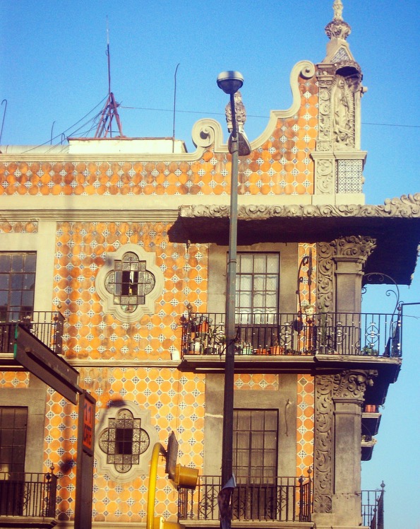 exterior building design french influence Puebla Mexico