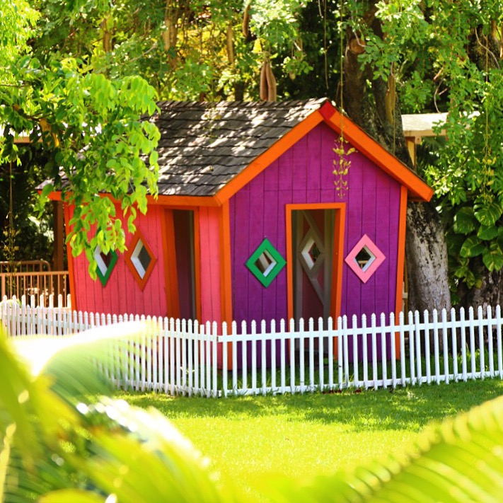 colorful tiny house Jungle Island, zoological park in Miami, Florida