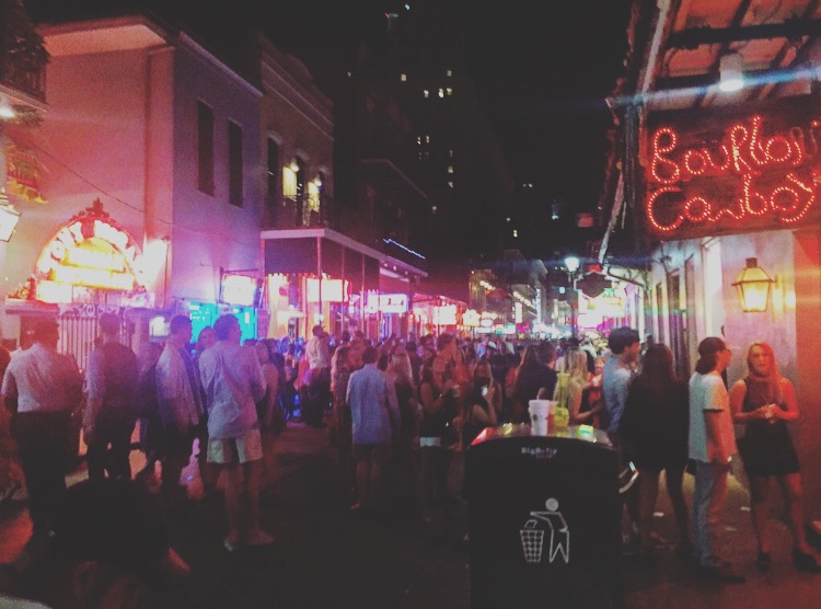 Crowd on Bourbon Street, French Quarter, New Orleans