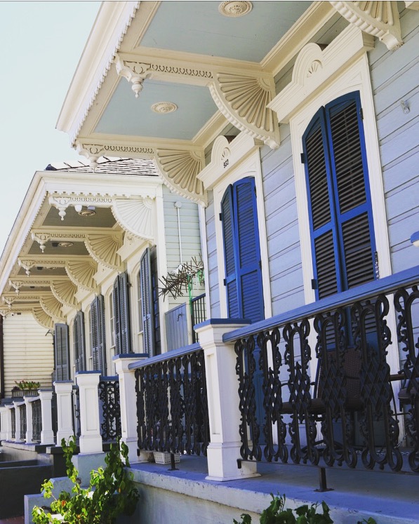 porch and architectural details of French Quarter, New Orleans home