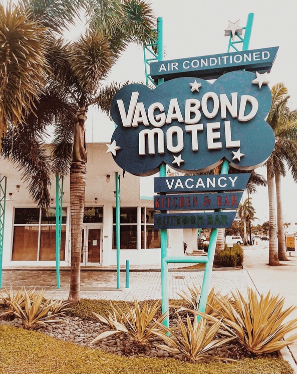 Retro Vagabond Hotel (Motel) neon sign MiMo Historic District, Biscayne Boulevard, Miami, Florida
