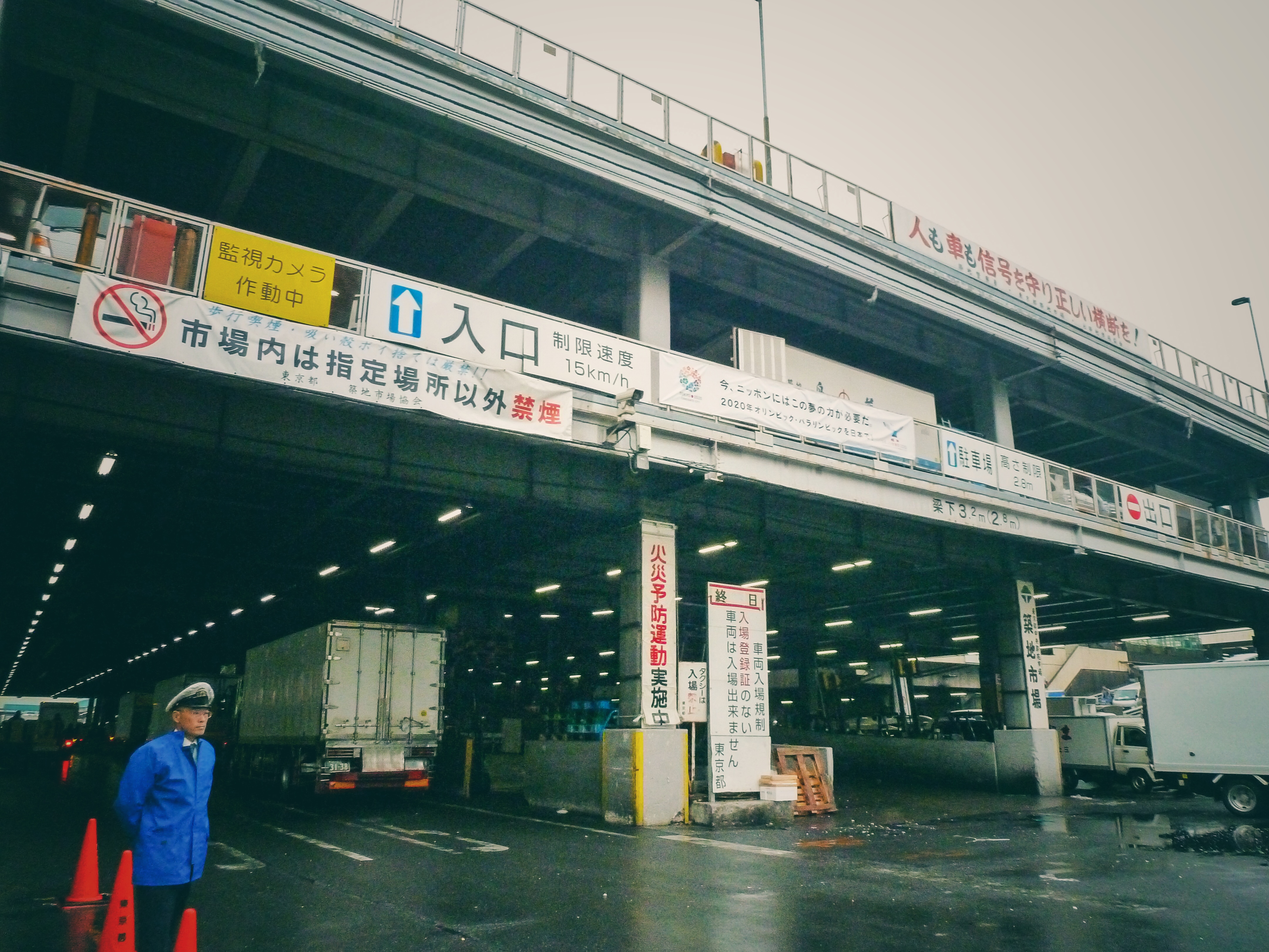Tsukiji Fish Market, Tokyo, Japan nostalgia exterior of market