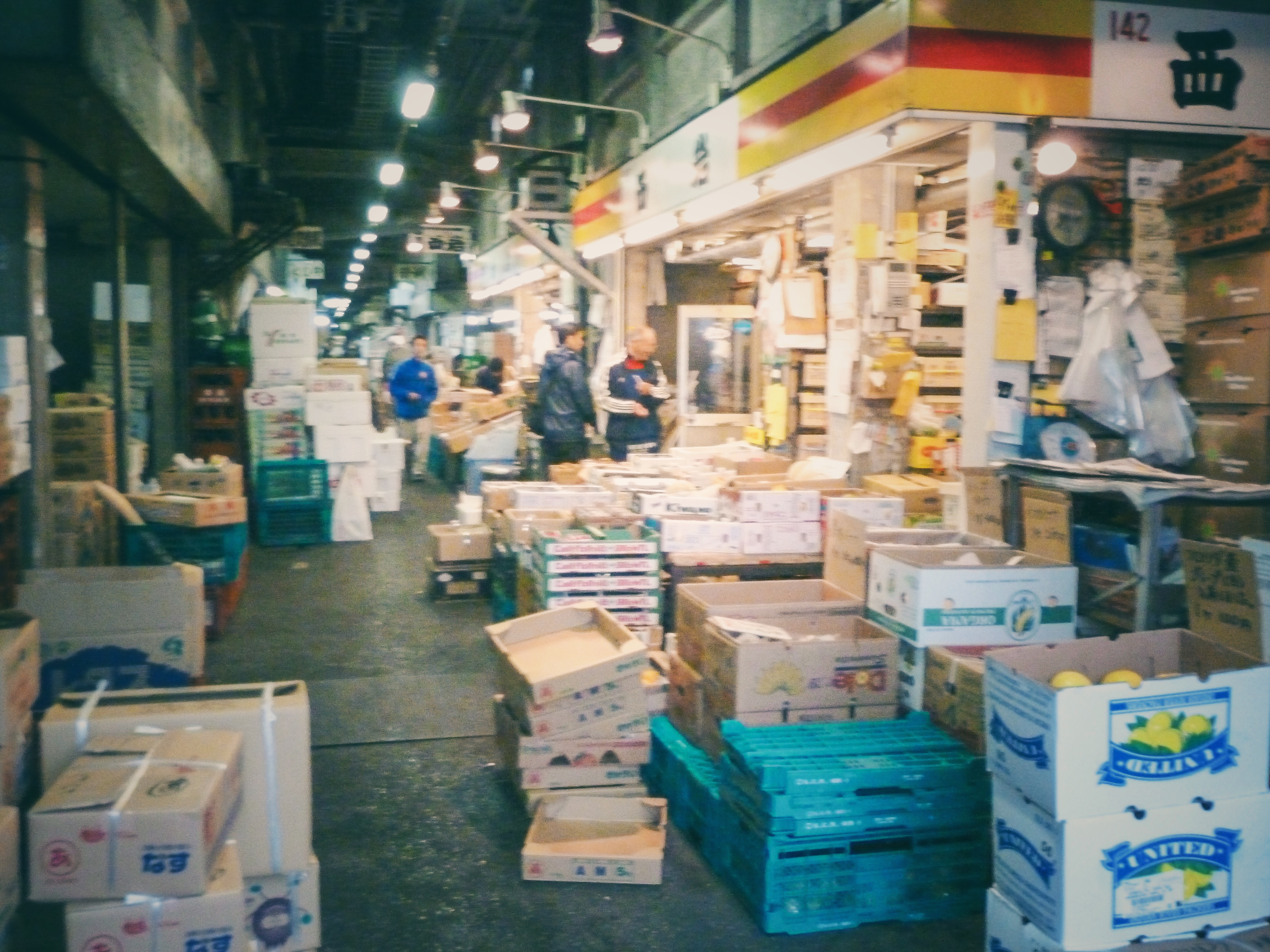Tsukiji Fish Market, Tokyo, Japan nostalgia interior market stalls
