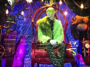 The Grinch Green Coat Mannequin - The Grinch 2018 Bloomingdale's Holiday Window Display