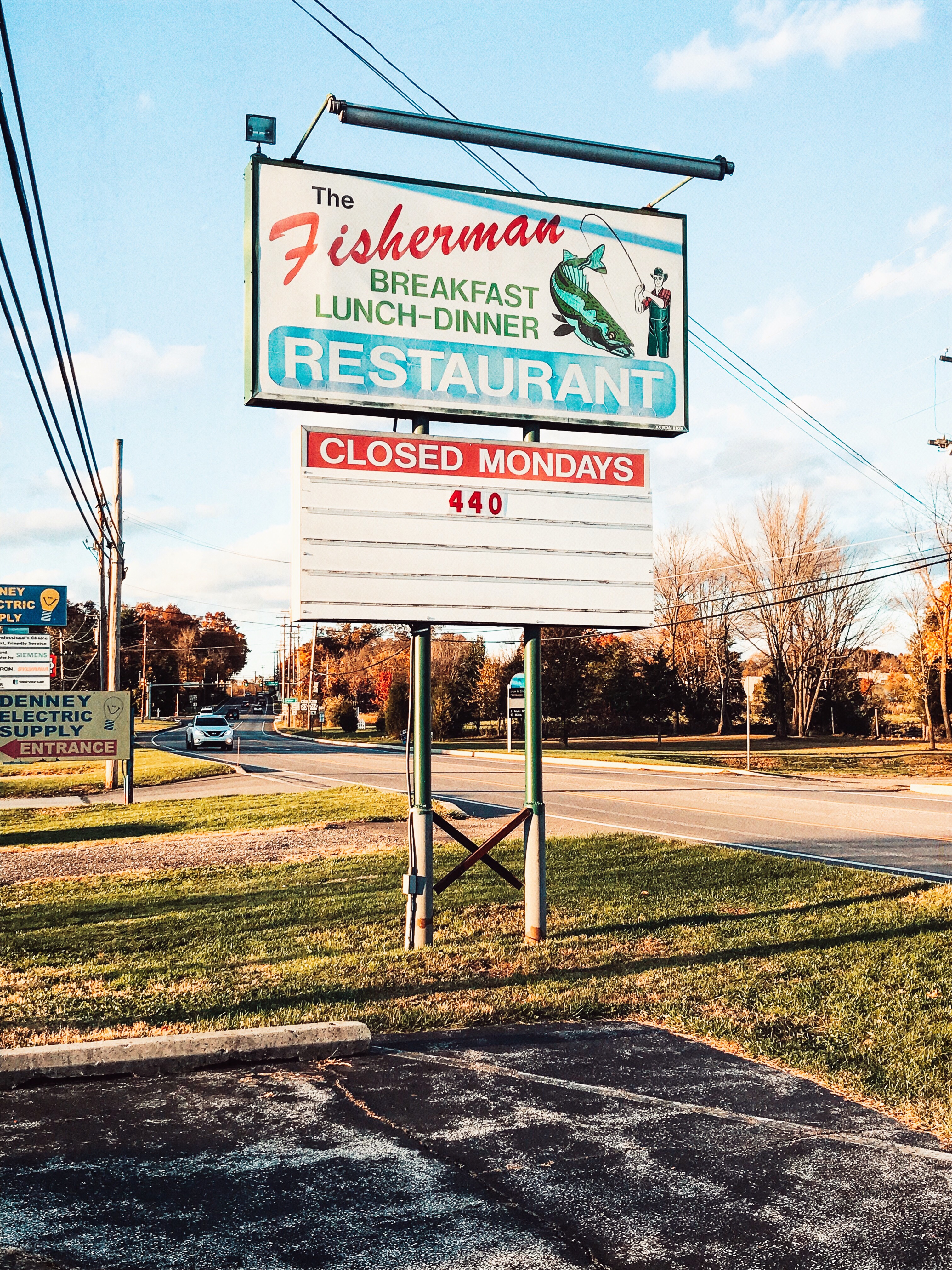 Sign for The Fisherman Restaurant, Phoenixville, Pennsylvania 