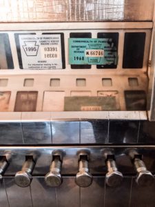 Vintage cigarette machine at The Fisherman Restaurant, Phoenixville, Pennsylvania