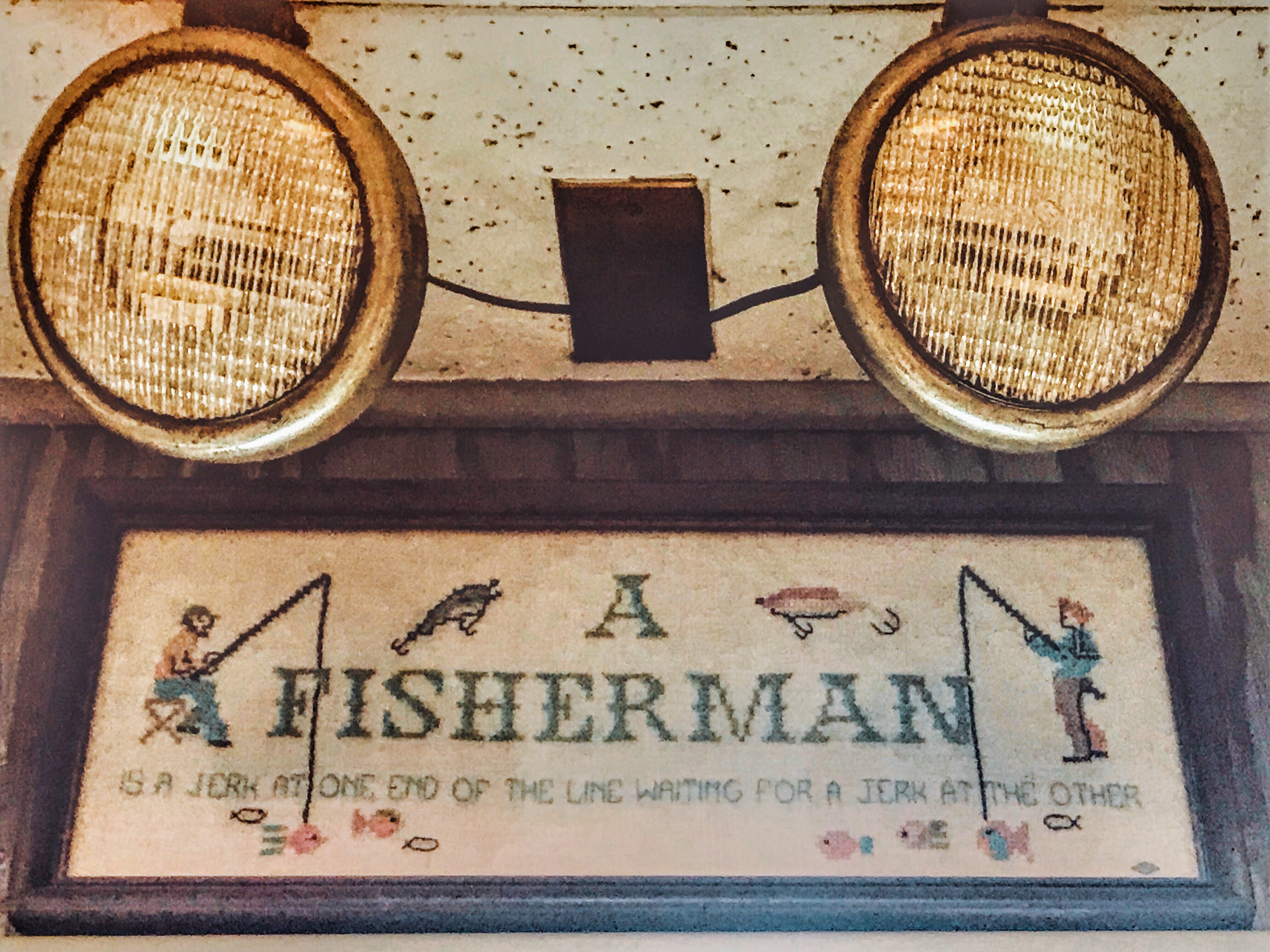 Hand-made sign with A fisherman quote at The Fisherman Restaurant, Phoenixville, Pennsylvania 