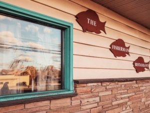 The Fisherman Restaurant fish signs on the exterior of The Fisherman Restaurant, Phoenixville, Pennsylvania