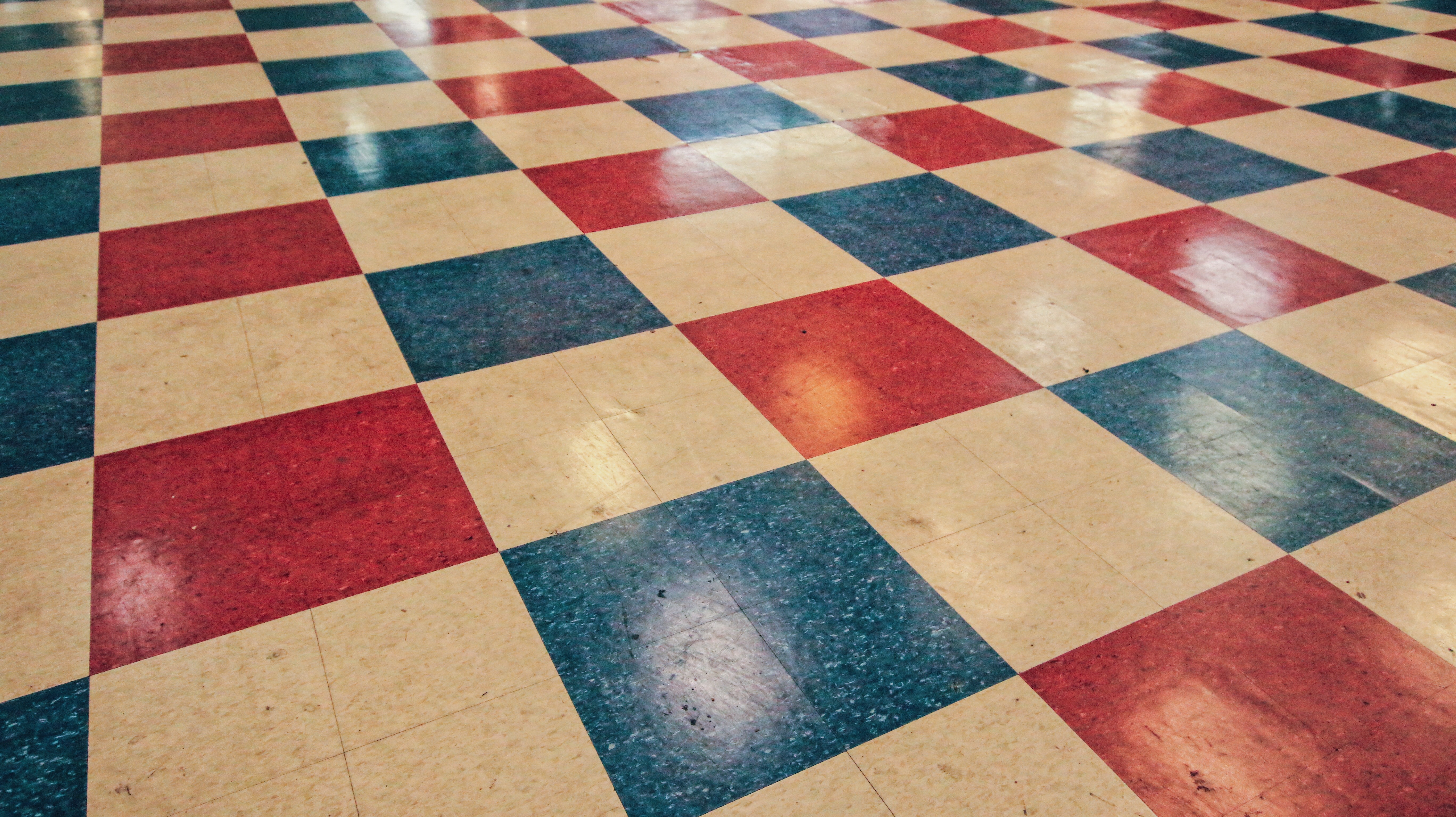Flea Market USA, Miami, FL red, white, and blue, checkered floor