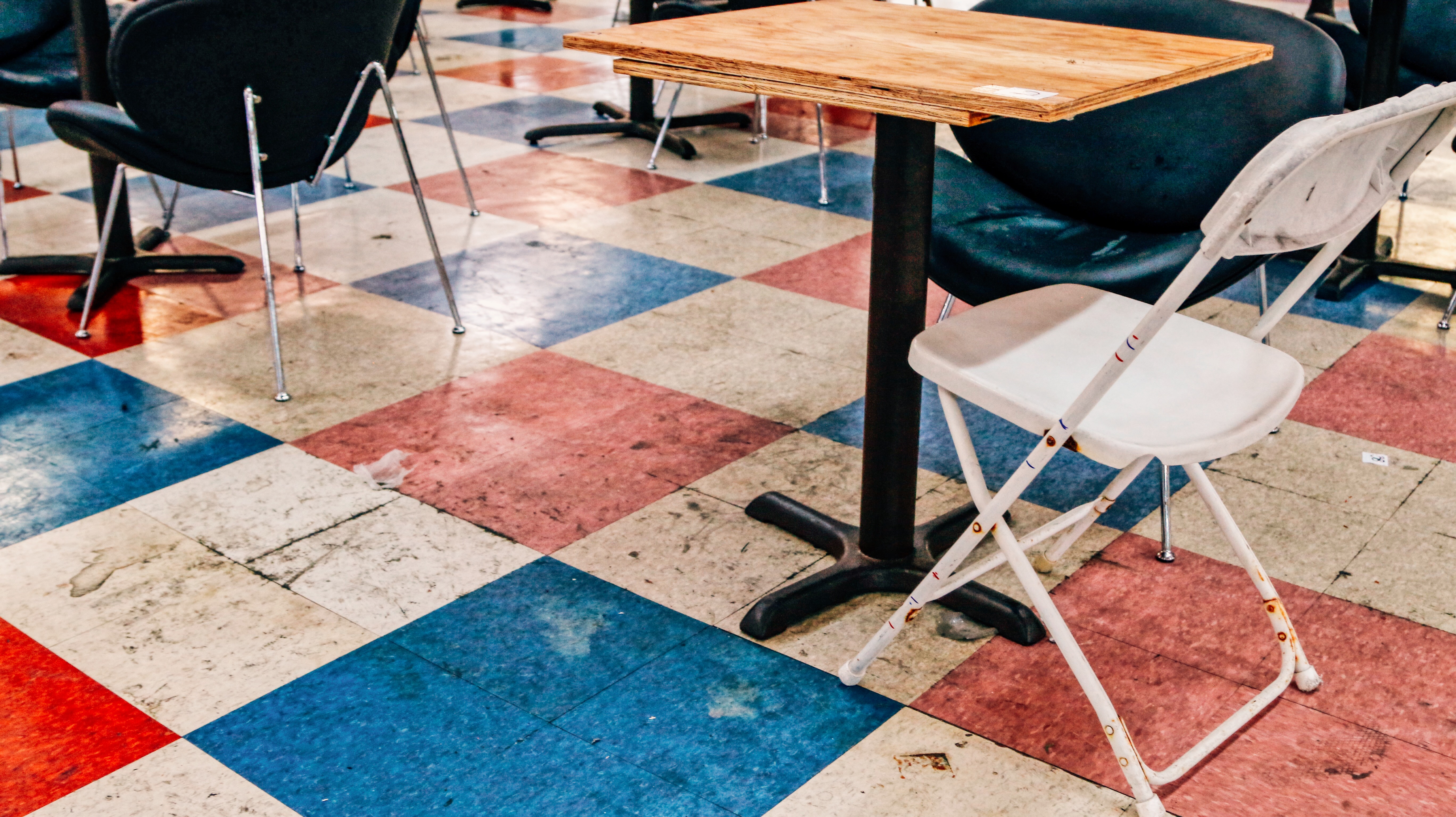 Flea Market USA, Miami, FL sticky floors and tables
