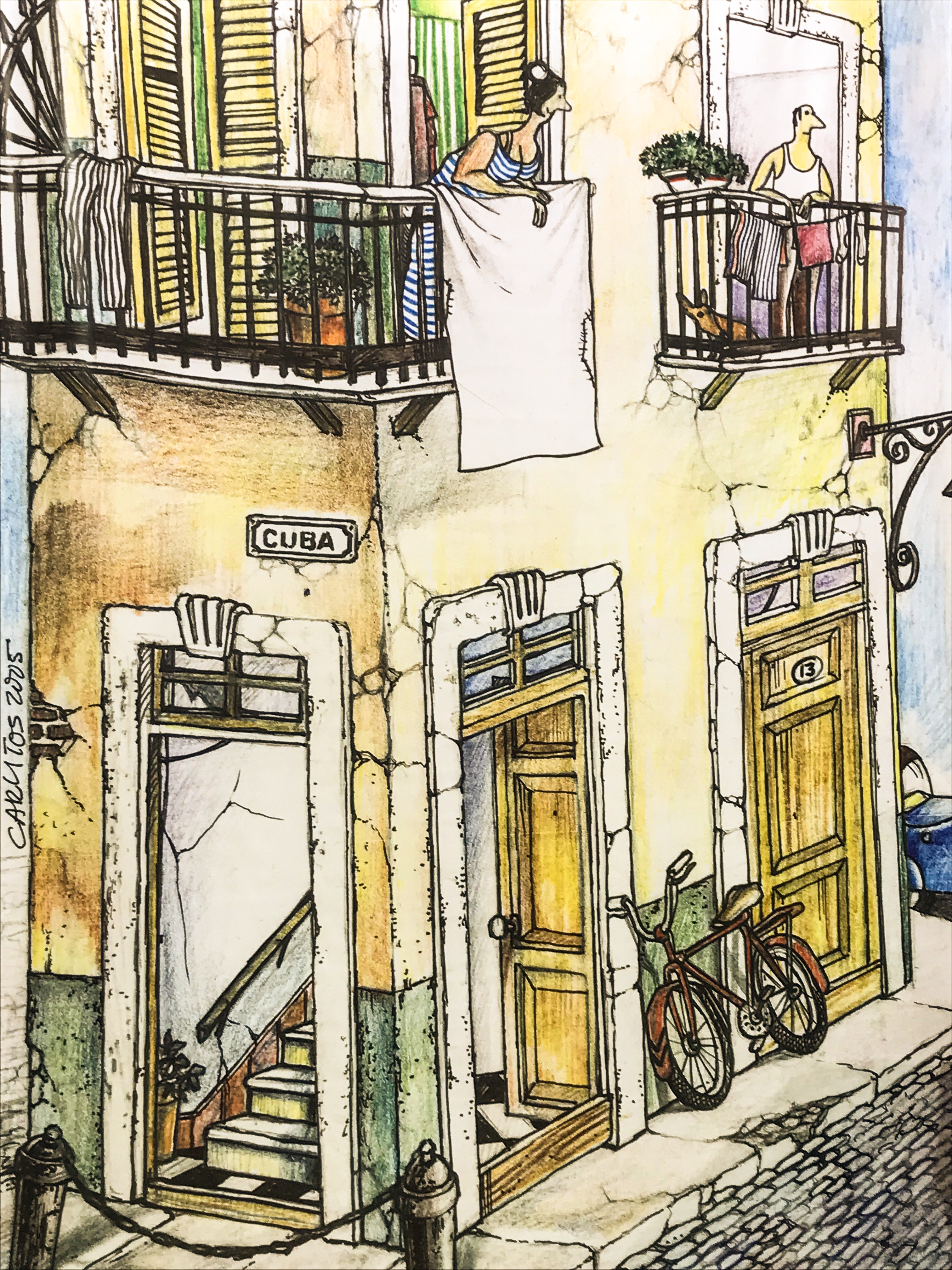 Cuba apartment building; Artist: "Carlitos"
