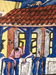 Cuba man on balcony; Artist: "Carlitos"