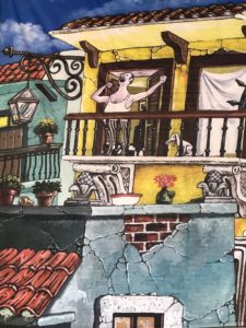 man yawning on Cuba balcony, Artist: "Carlitos"