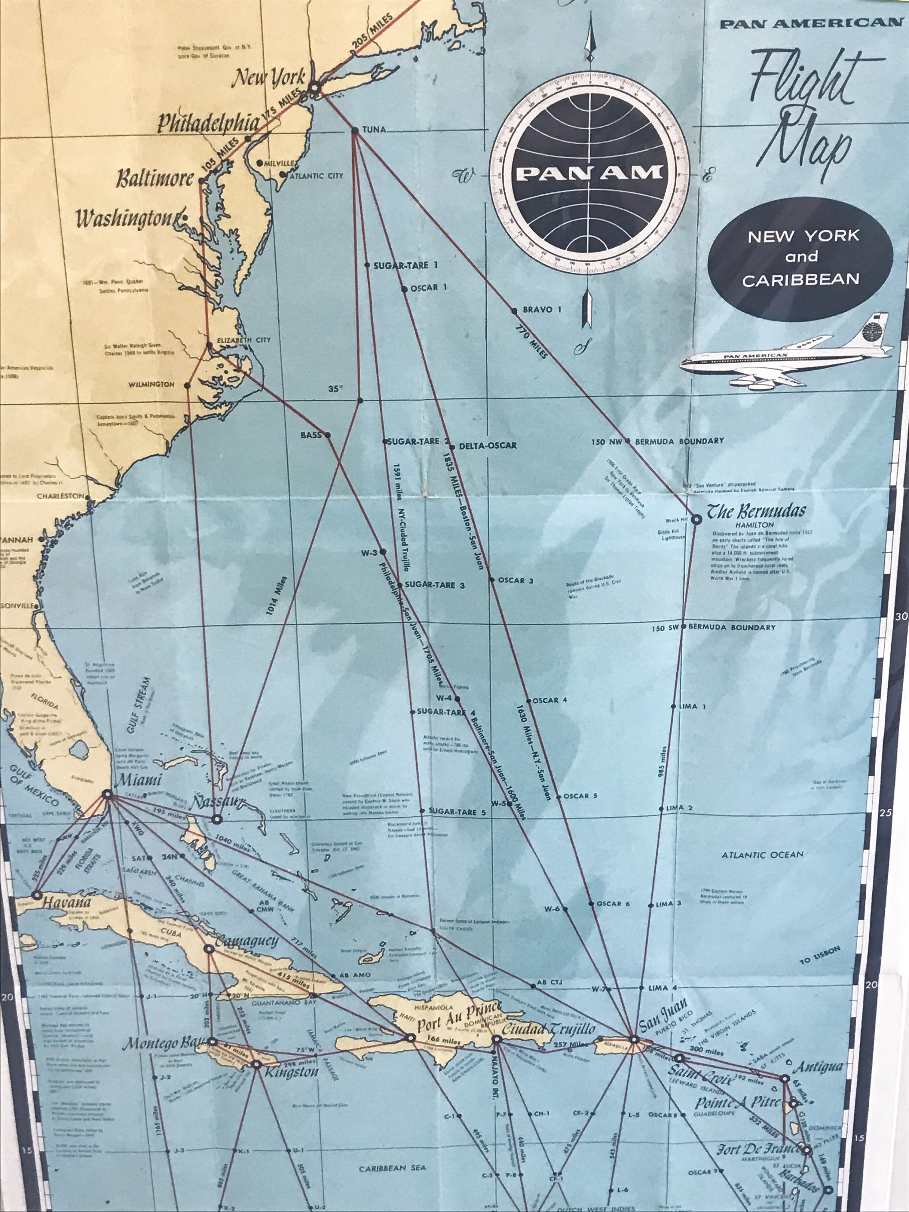Pan Am flight map to Cuba