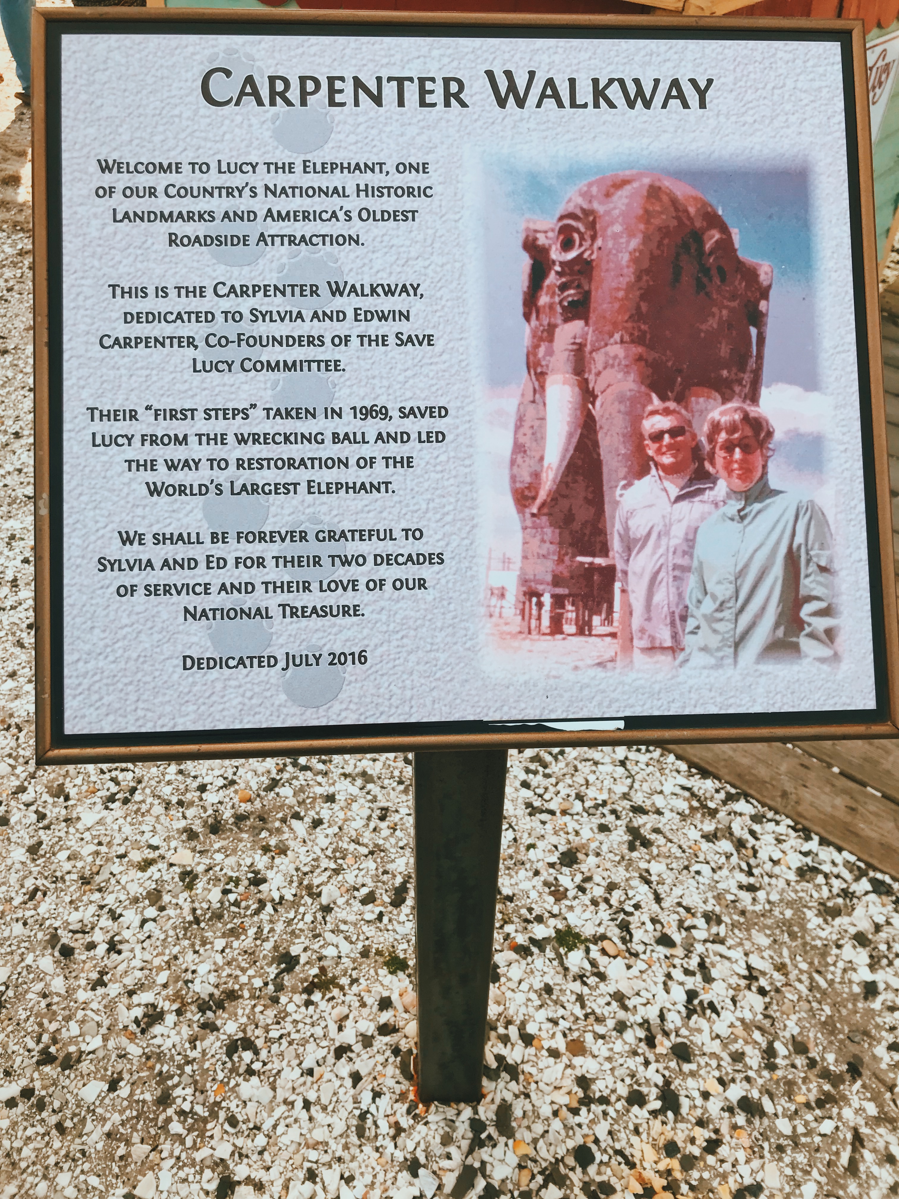 Nostalgia: Carpenter Walkway dedicated to Sylvia & Edwin Carpenter, co-founders of the Save Lucy Foundation
