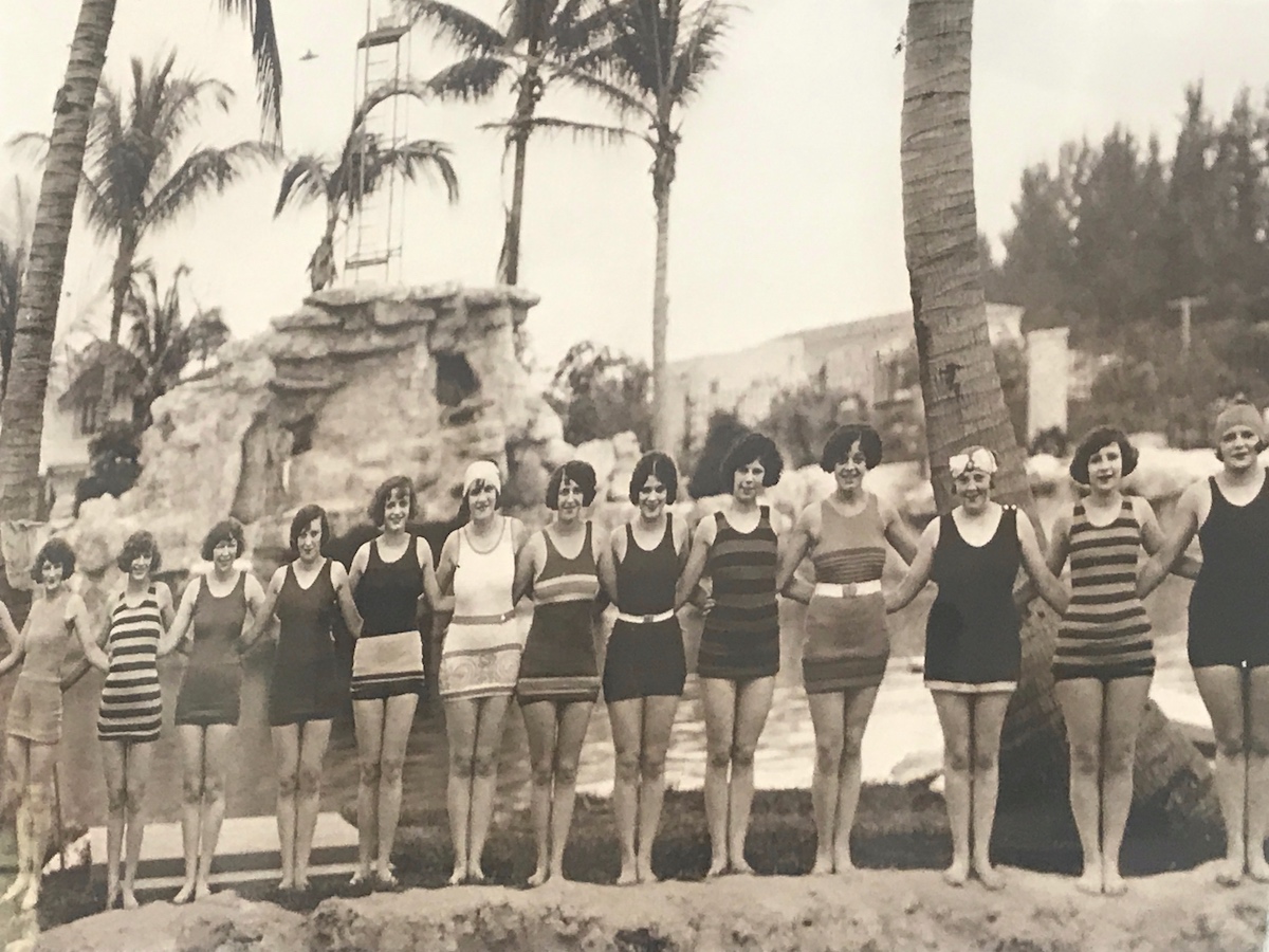 Hopeless Nostalgic. Venetian Pool Don Lanning Company's group of girls on island 1925