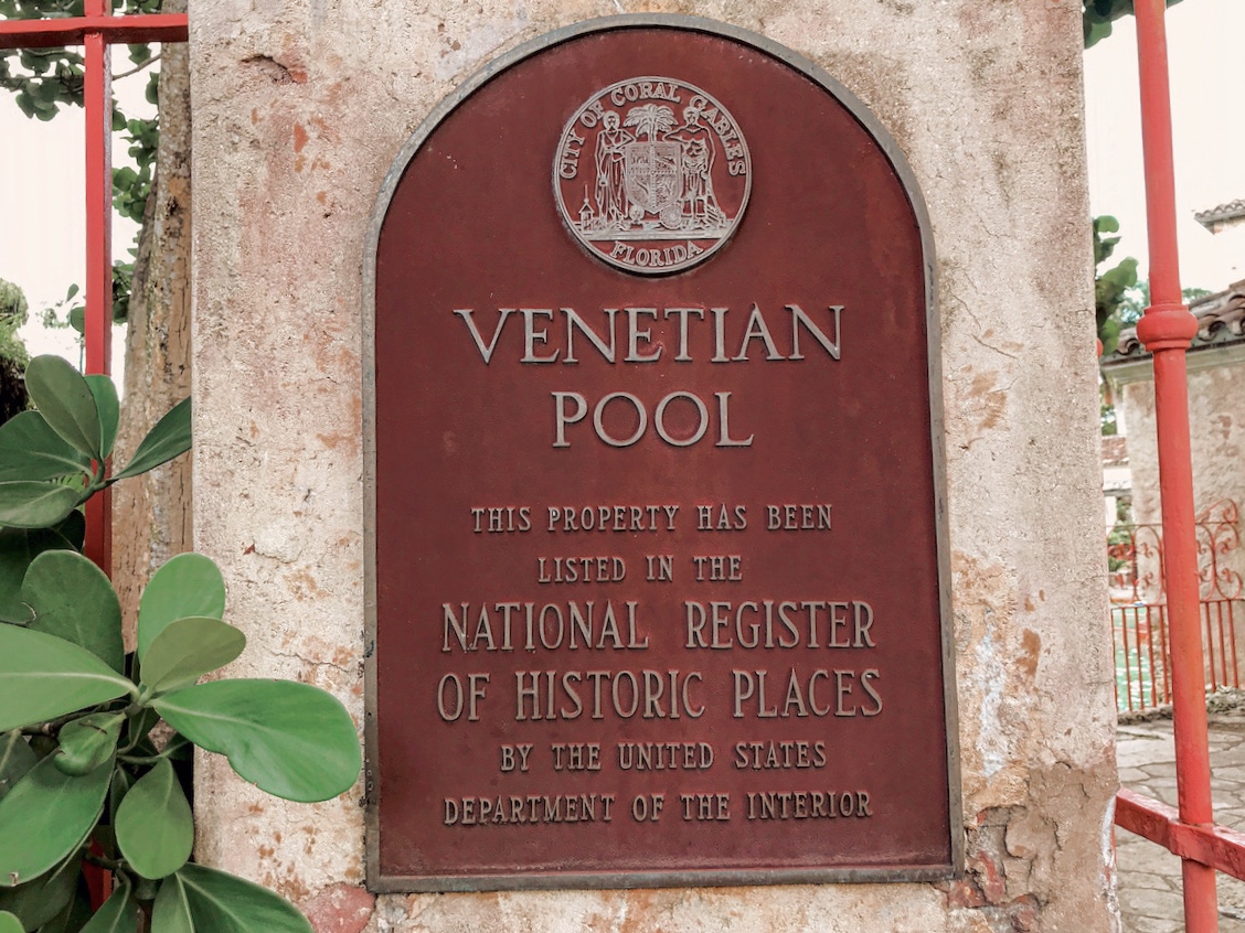 Hopeless Nostalgic. Venetian Pool National Register of Historic places sign